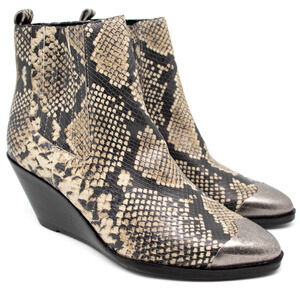 Treasure & Bond Natalie Wedge Snake Print Ankle Boots Womens SIZE 8.5